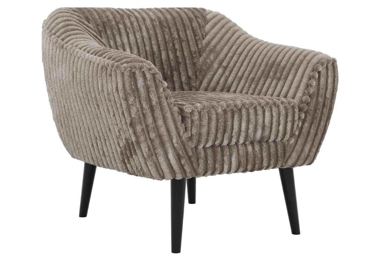 Fotel PIRS - jasnobrązowy, sztruks - nóżki,  czarny