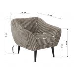 Fotel PIRS - jasnobrązowy, sztruks - nóżki,  czarny