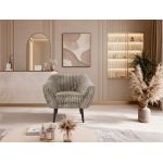 Fotel PIRS - jasnobrązowy, sztruks - nóżki,  czarny