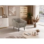 Fotel PIRS - jasnobrązowy, sztruks - nóżki,  czarny