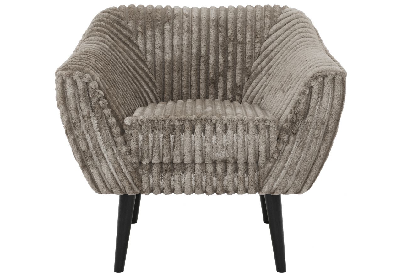 Fotel PIRS - jasnobrązowy, sztruks - nóżki,  czarny