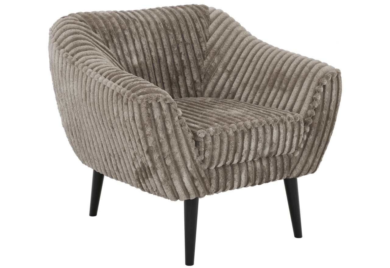 Fotel PIRS - jasnobrązowy, sztruks - nóżki,  czarny