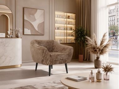 Fotel PIRS - brązowy, sztruks - nóżki,  czarny