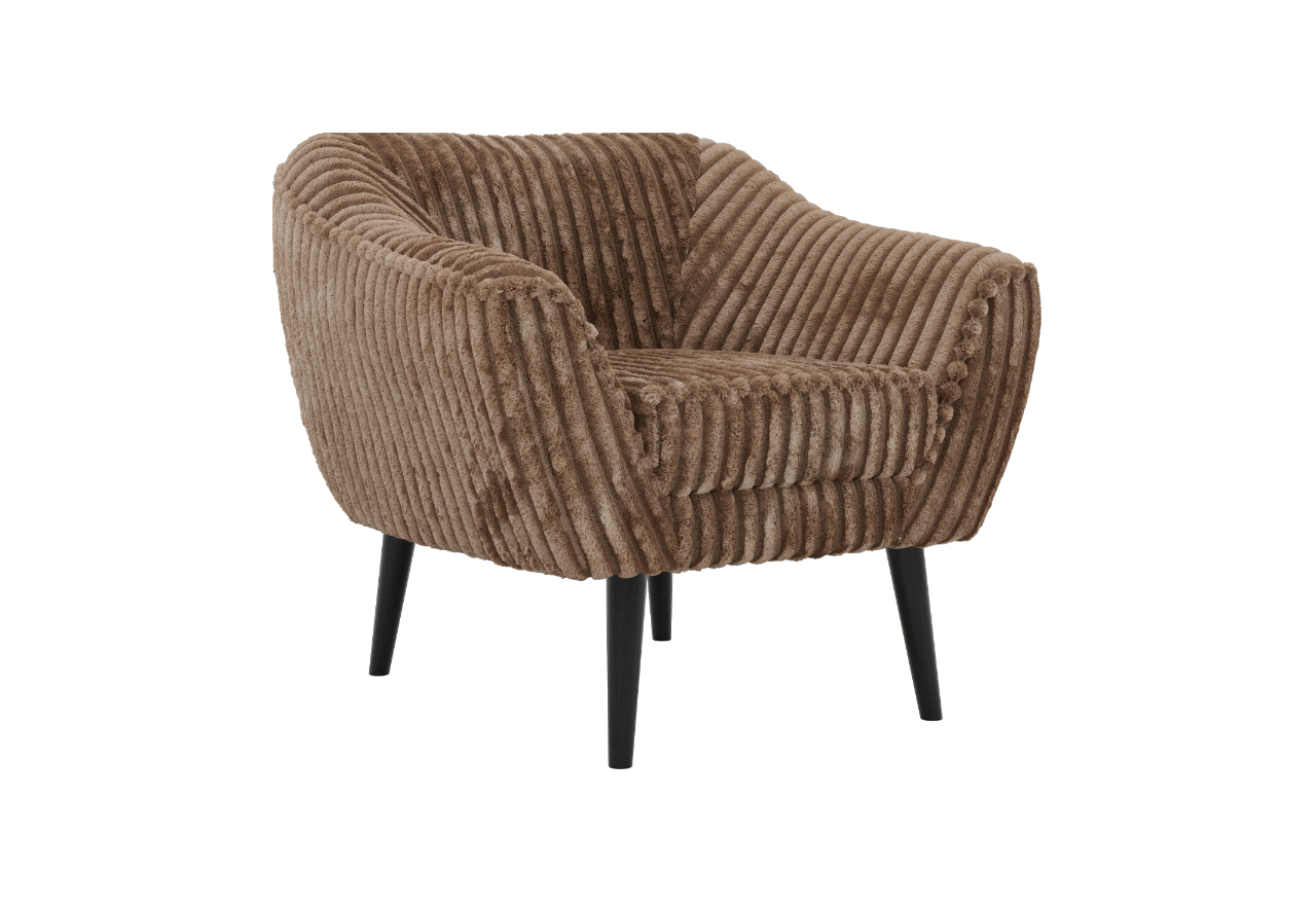 Fotel PIRS - brązowy, sztruks - nóżki,  czarny