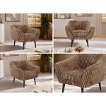 Fotel PIRS - brązowy, sztruks - nóżki,  czarny