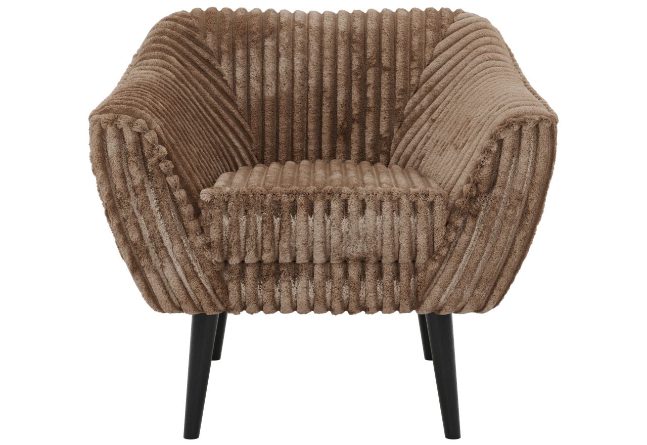 Fotel PIRS - brązowy, sztruks - nóżki,  czarny