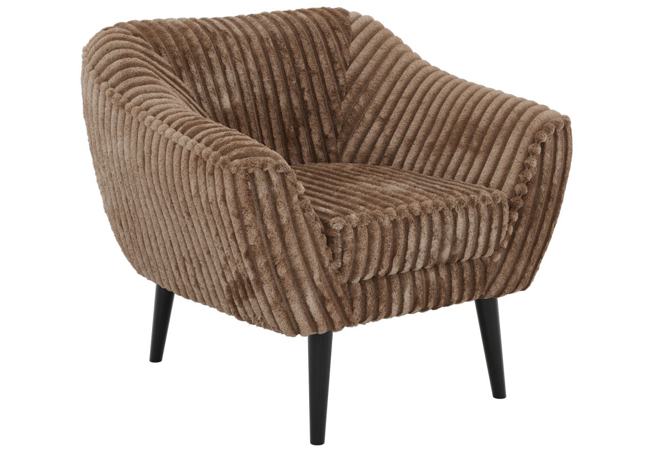 Fotel PIRS - brązowy, sztruks - nóżki,  czarny