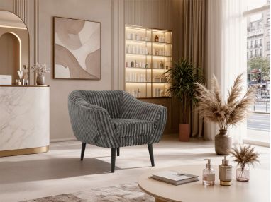 Fotel PIRS - szary, sztruks - nóżki,  czarny