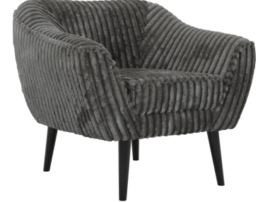 Fotel PIRS - szary, sztruks - nóżki,  czarny