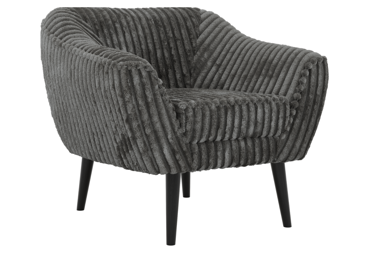 Fotel PIRS - szary, sztruks - nóżki,  czarny