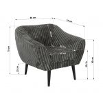 Fotel PIRS - szary, sztruks - nóżki,  czarny