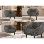 Fotel PIRS - szary, sztruks - nóżki,  czarny