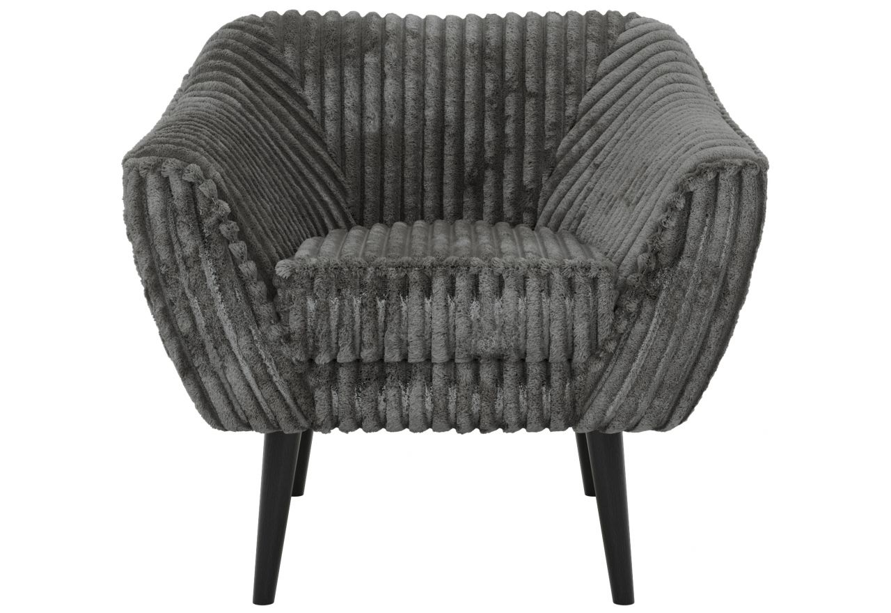 Fotel PIRS - szary, sztruks - nóżki,  czarny