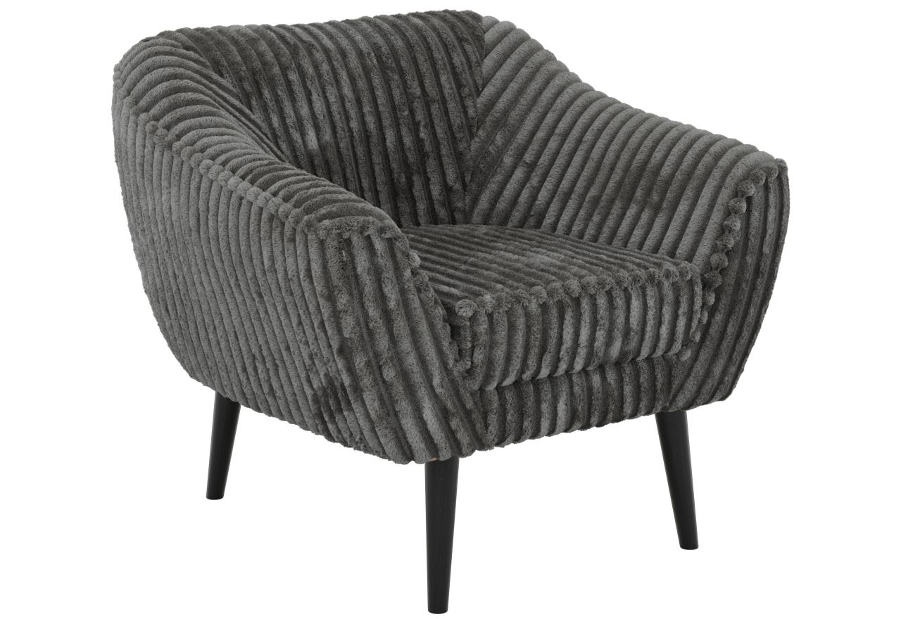 Fotel PIRS - szary, sztruks - nóżki,  czarny