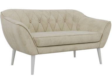 Sofa PIRS 2 - kremowy, welwet - nóżki,  biały