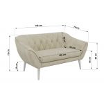 Sofa PIRS 2 - kremowy, welwet - nóżki,  biały
