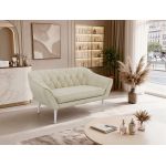 Sofa PIRS 2 - kremowy, welwet - nóżki,  biały
