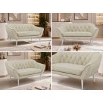 Sofa PIRS 2 - kremowy, welwet - nóżki,  biały