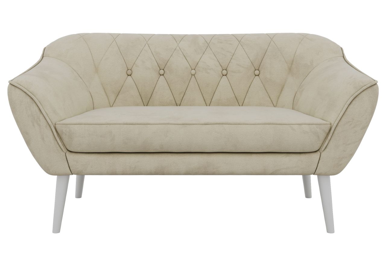 Sofa PIRS 2 - kremowy, welwet - nóżki,  biały
