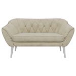 Sofa PIRS 2 - kremowy, welwet - nóżki,  biały