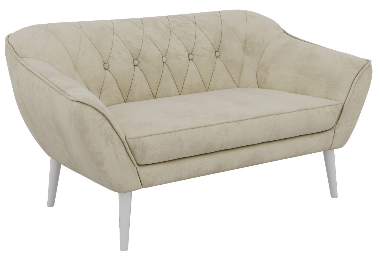Sofa PIRS 2 - kremowy, welwet - nóżki,  biały