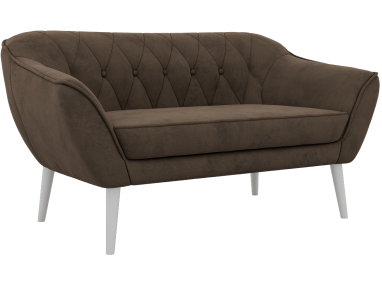 Sofa PIRS 2 - brązowy, welwet - nóżki,  biały