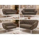 Sofa PIRS 2 - brązowy, welwet - nóżki,  biały