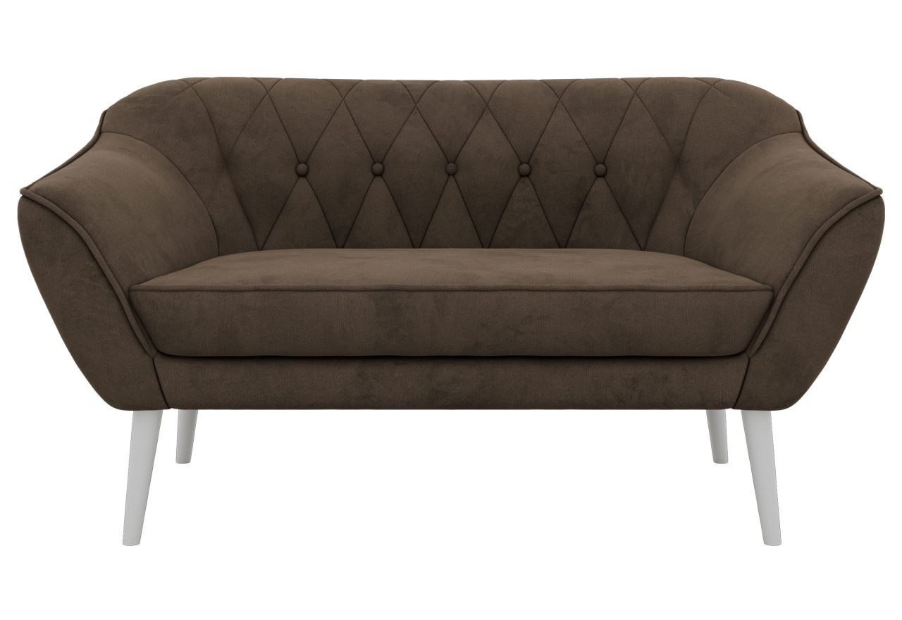Sofa PIRS 2 - brązowy, welwet - nóżki,  biały