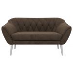 Sofa PIRS 2 - brązowy, welwet - nóżki,  biały