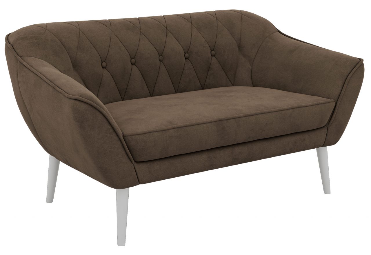 Sofa PIRS 2 - brązowy, welwet - nóżki,  biały
