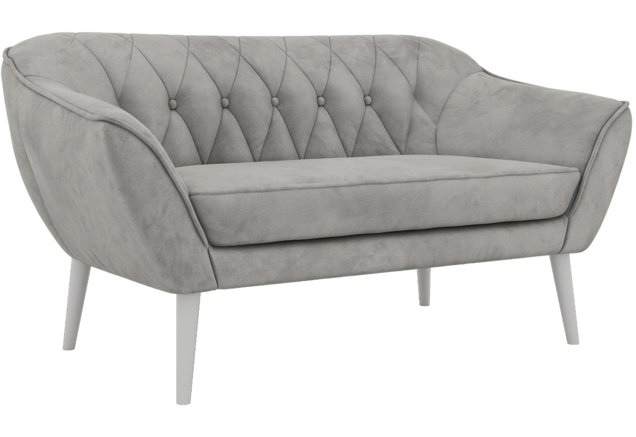 Sofa PIRS 2 - jasnoszary, welwet - nóżki,  biały