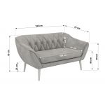 Sofa PIRS 2 - jasnoszary, welwet - nóżki,  biały