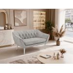 Sofa PIRS 2 - jasnoszary, welwet - nóżki,  biały