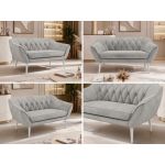 Sofa PIRS 2 - jasnoszary, welwet - nóżki,  biały