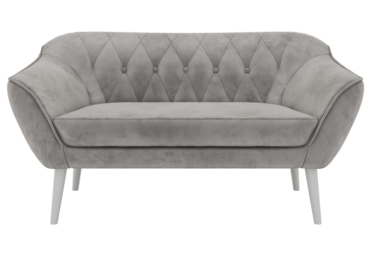 Sofa PIRS 2 - jasnoszary, welwet - nóżki,  biały