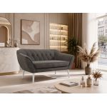 Sofa PIRS 2 - ciemnoszary, welwet - nóżki,  biały
