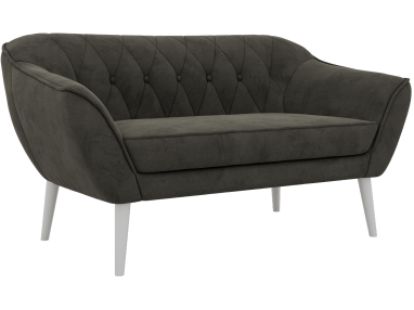 Sofa PIRS 2 - ciemnoszary, welwet - nóżki,  biały
