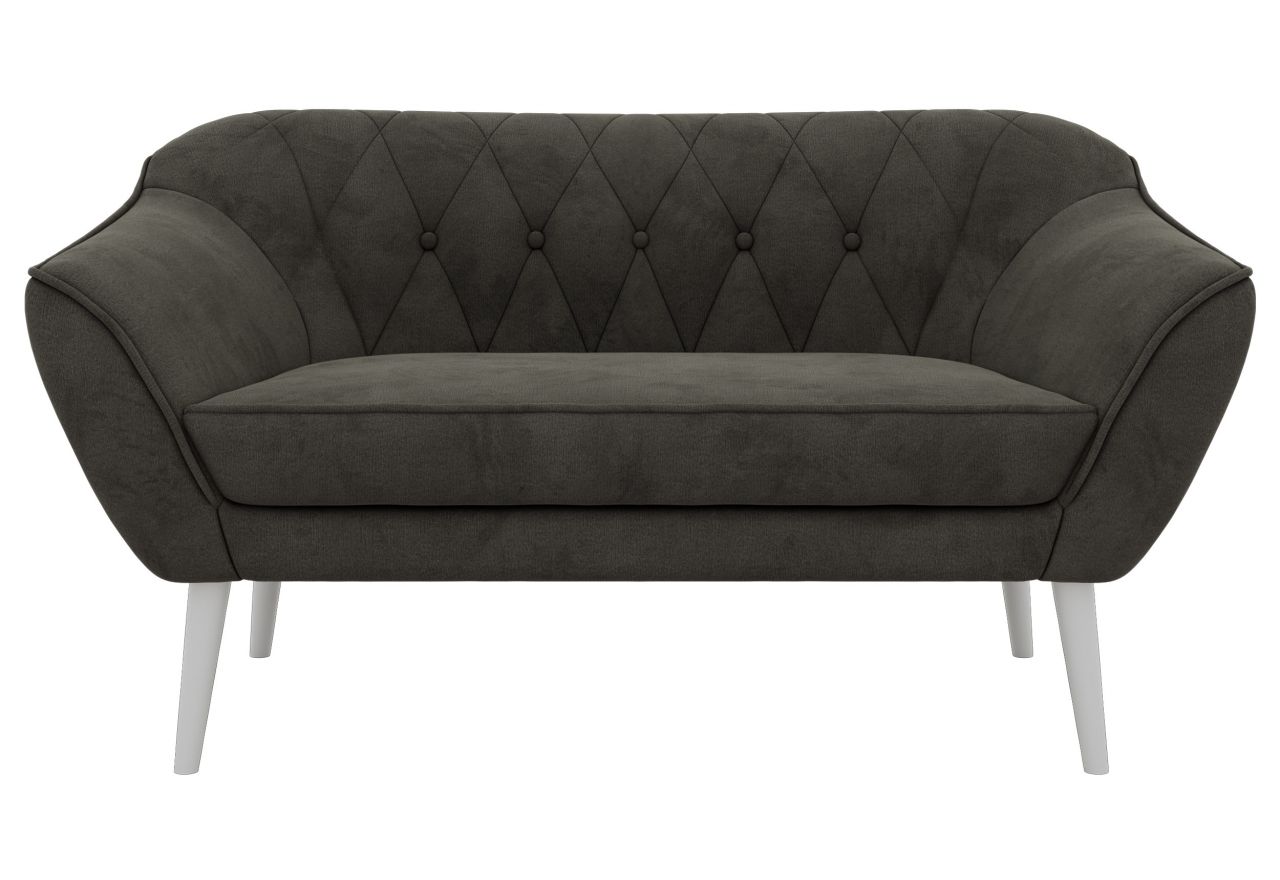 Sofa PIRS 2 - ciemnoszary, welwet - nóżki,  biały