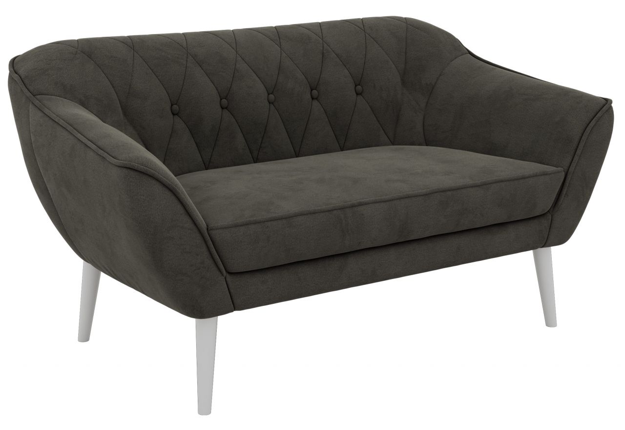 Sofa PIRS 2 - ciemnoszary, welwet - nóżki,  biały