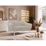 Sofa PIRS 2 - beżowy, sztruks - nóżki,  biały