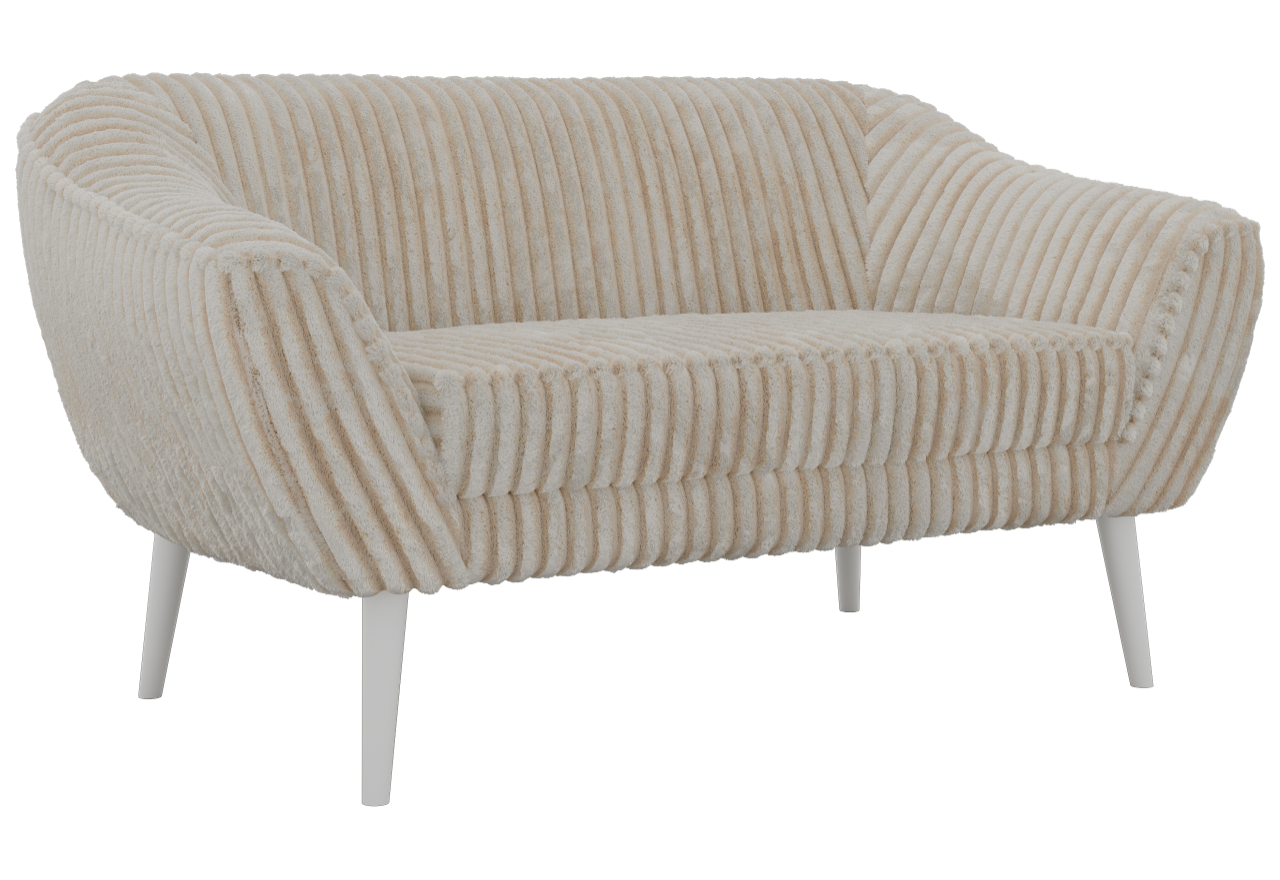 Sofa PIRS 2 - beżowy, sztruks - nóżki,  biały