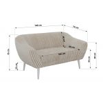 Sofa PIRS 2 - beżowy, sztruks - nóżki,  biały