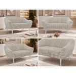 Sofa PIRS 2 - beżowy, sztruks - nóżki,  biały