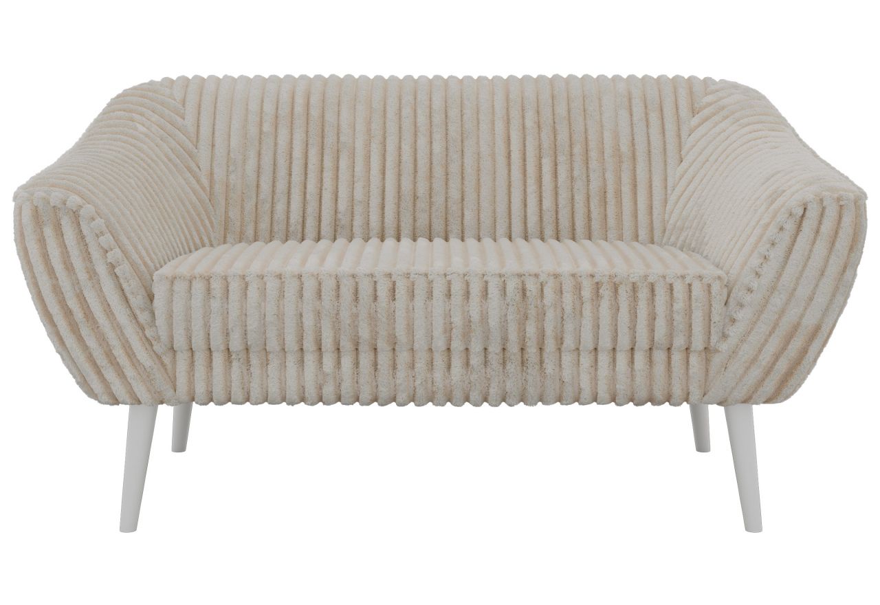 Sofa PIRS 2 - beżowy, sztruks - nóżki,  biały