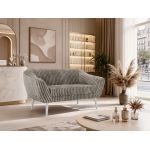 Sofa PIRS 2 - jasnobrązowy, sztruks - nóżki,  biały