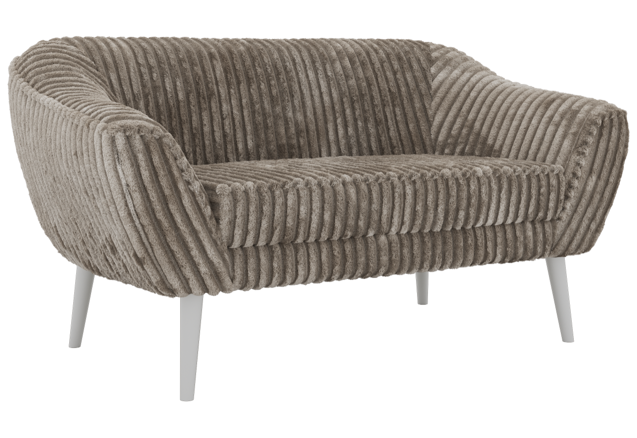 Sofa PIRS 2 - jasnobrązowy, sztruks - nóżki,  biały