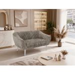 Sofa PIRS 2 - jasnobrązowy, sztruks - nóżki,  biały