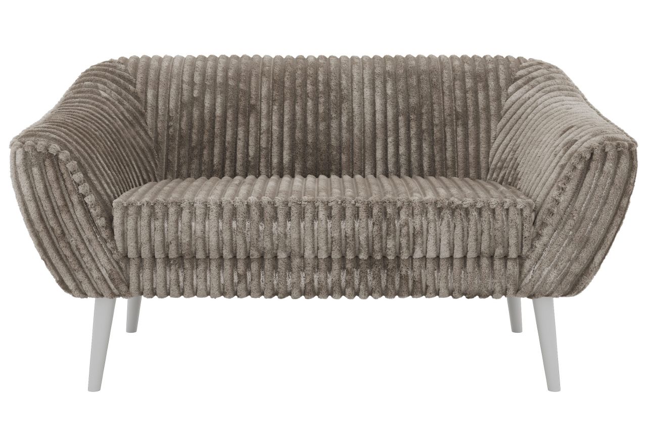 Sofa PIRS 2 - jasnobrązowy, sztruks - nóżki,  biały