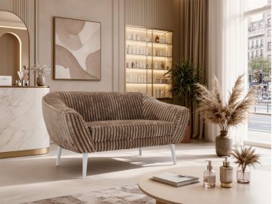 Sofa PIRS 2 - brązowy, sztruks - nóżki,  biały