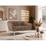 Sofa PIRS 2 - brązowy, sztruks - nóżki,  biały